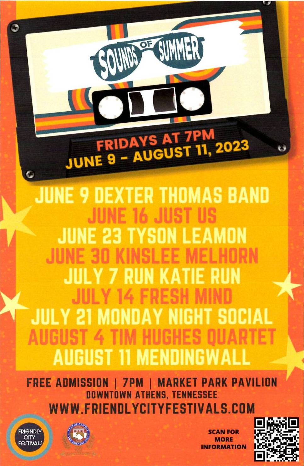 Sounds of Summer 2023 Schedule - Friendly City Festivals Downtown Athens, TN