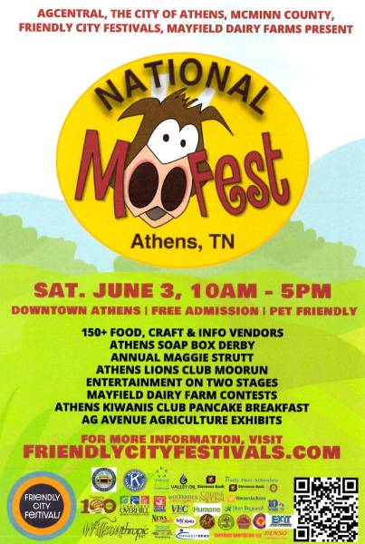 Friendly City Festivals - Downtown Athens, TN - Moofest 2023