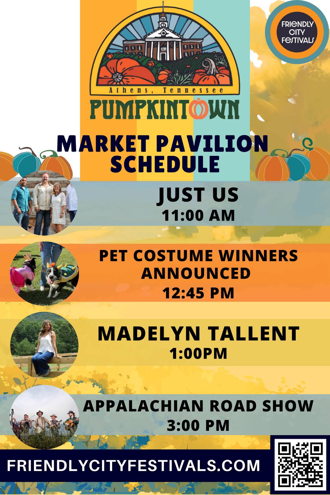 Market Park Stage Entertainment at 2026 Pumpkintown -Friendly City Festivals Historical Athens, TN